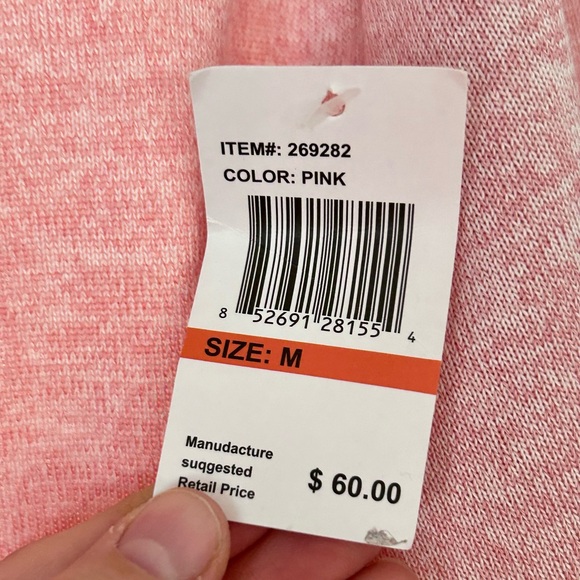 YMI Lightweight Crewneck Pocket Sweatshirt NWT size M Heathered Pink - Picture 2 of 8